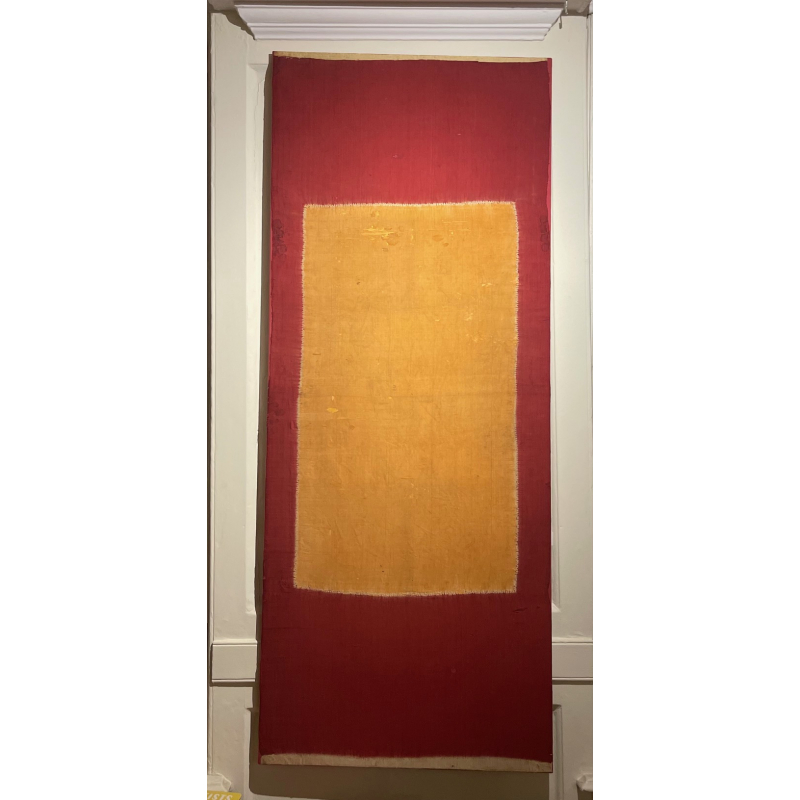 Hand woven silk lowan, embellished using tritik process of resist dying from Palembang, Sumatra, Indonesia