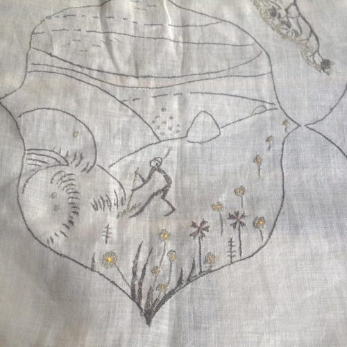 Linen table cloth designed by Maria M Gallenga