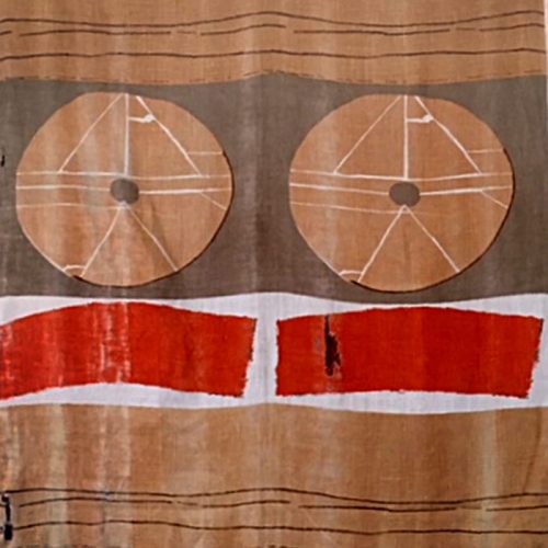 Screenprinted linen designed by Joe Tilson