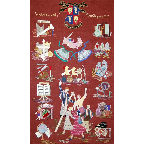 Embroidered collage guided by Constance Howard