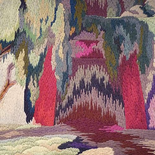 Eleusis embroidered picture by Marian Stoll