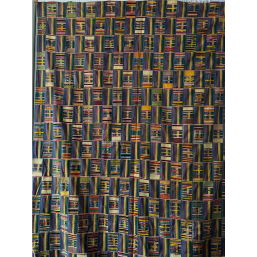 Blue strip woven, cotton, man's cloth, Ewe people, Ghana