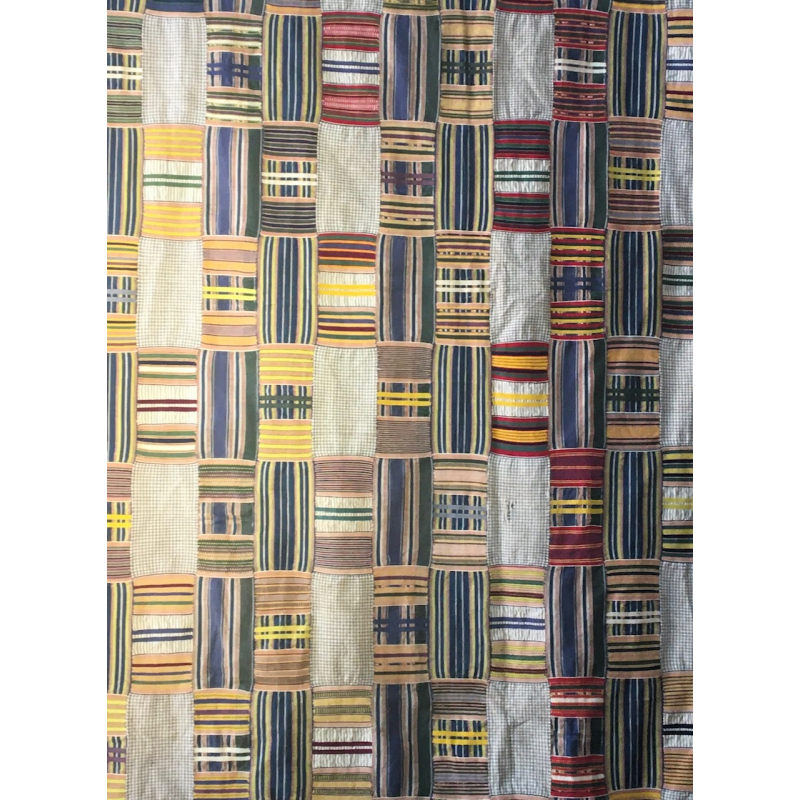 White ground strip woven woman’s cloth Ewe people of Ghana Measurements:80 inches x 54 inches